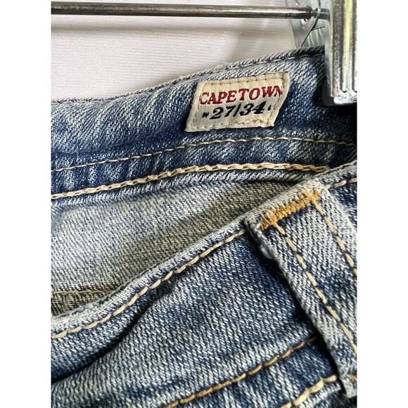 VTG Y2K Bella Swan Low Rise Mek Denim Flare Jeans Women S 27 Thick Stitch - Picture 7 of 16